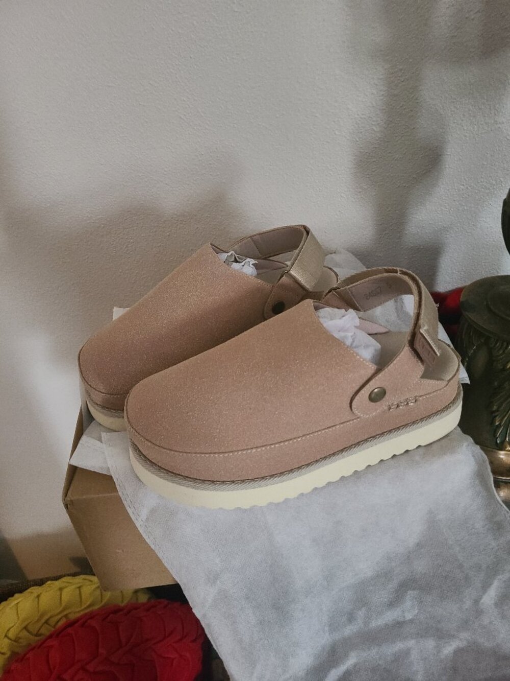 New Genuine Suede Clogs Womens Mule Memory Form Platform SZ 5 Potato Shoe
